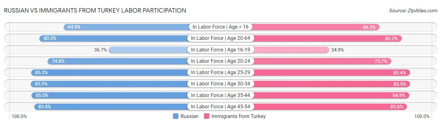 Russian vs Immigrants from Turkey Labor Participation