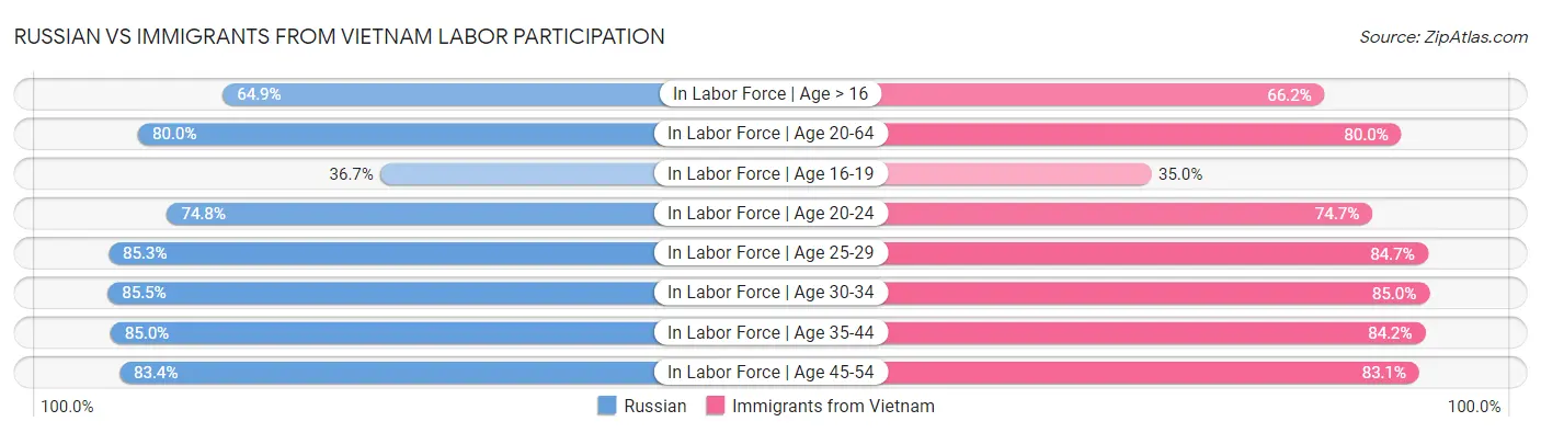 Russian vs Immigrants from Vietnam Labor Participation