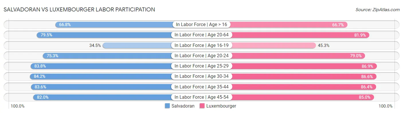 Salvadoran vs Luxembourger Labor Participation