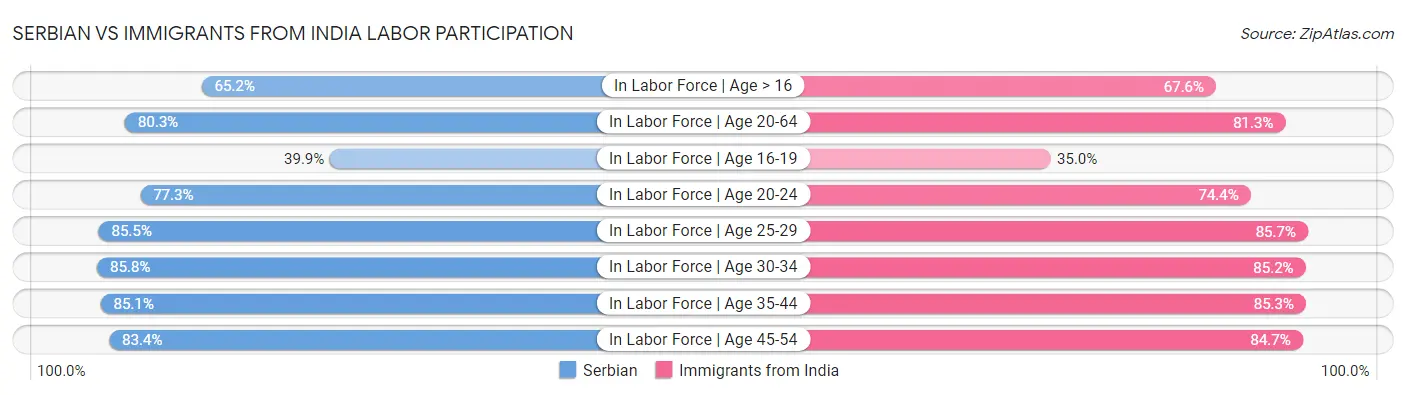 Serbian vs Immigrants from India Labor Participation