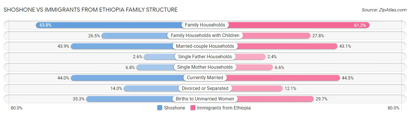 Shoshone vs Immigrants from Ethiopia Family Structure
