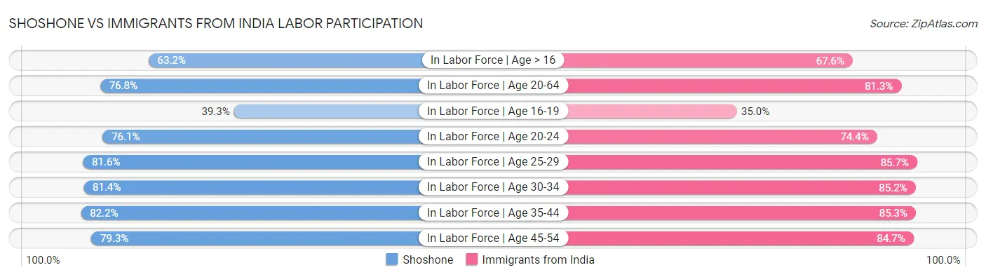 Shoshone vs Immigrants from India Labor Participation