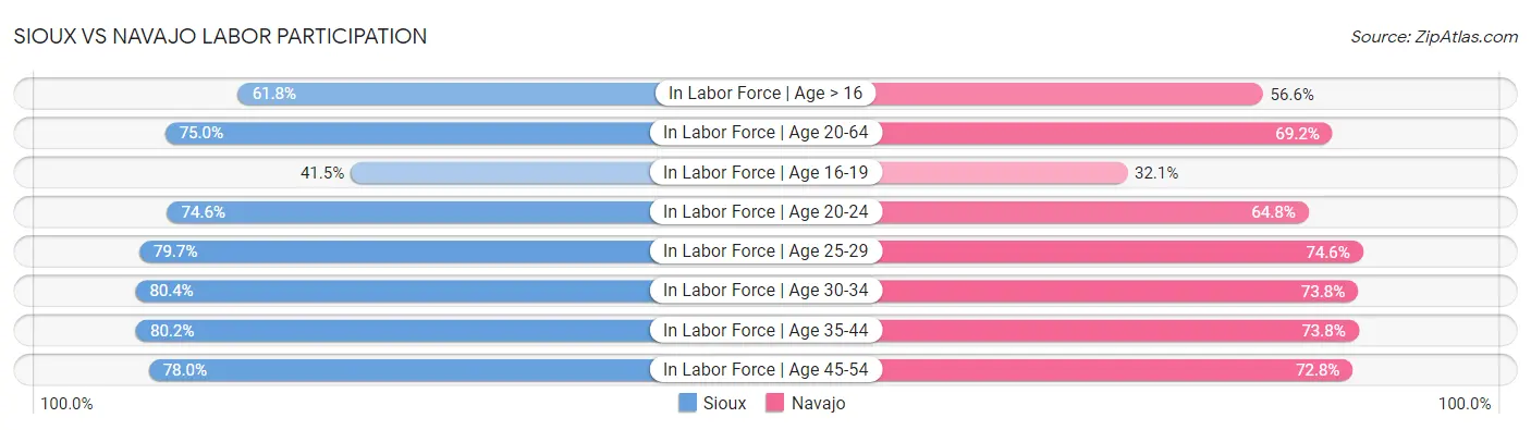 Sioux vs Navajo Labor Participation