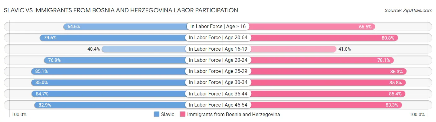 Slavic vs Immigrants from Bosnia and Herzegovina Labor Participation