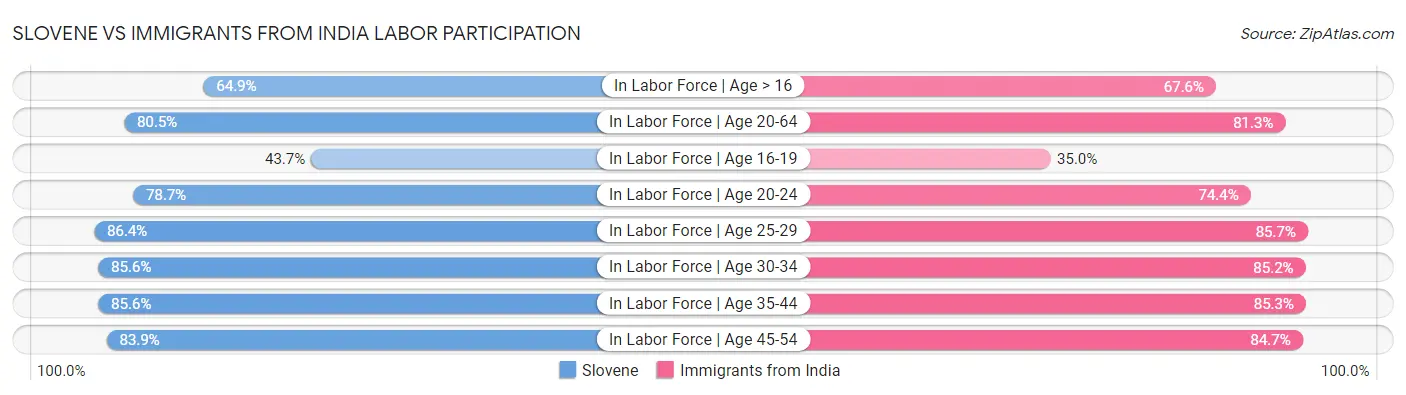 Slovene vs Immigrants from India Labor Participation