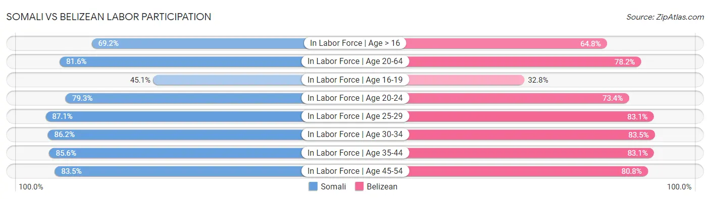 Somali vs Belizean Labor Participation