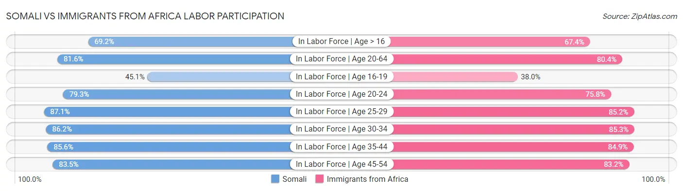 Somali vs Immigrants from Africa Labor Participation