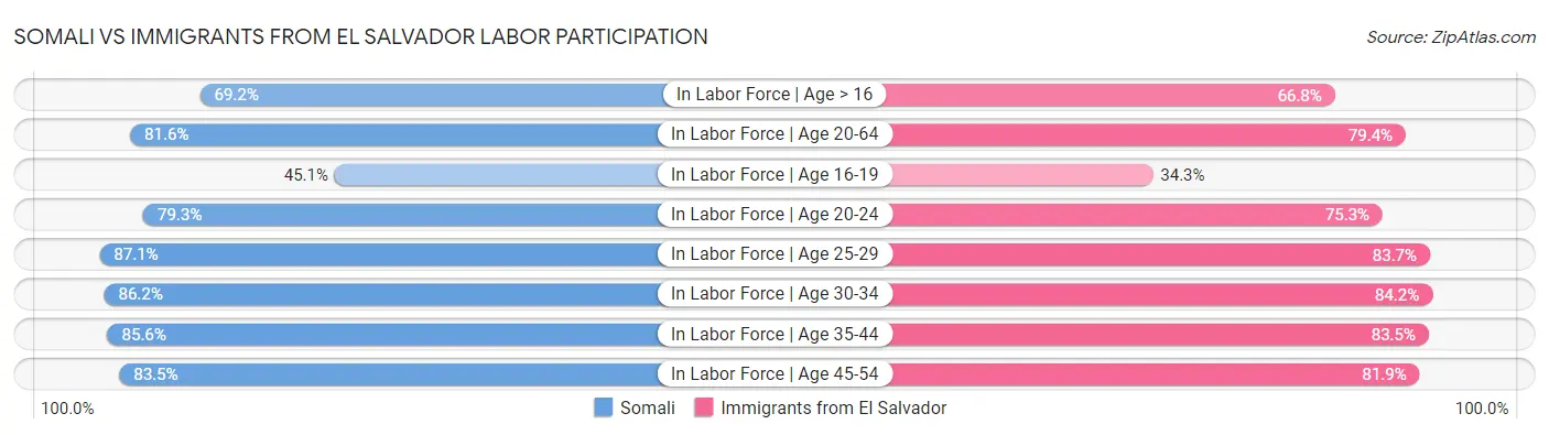 Somali vs Immigrants from El Salvador Labor Participation