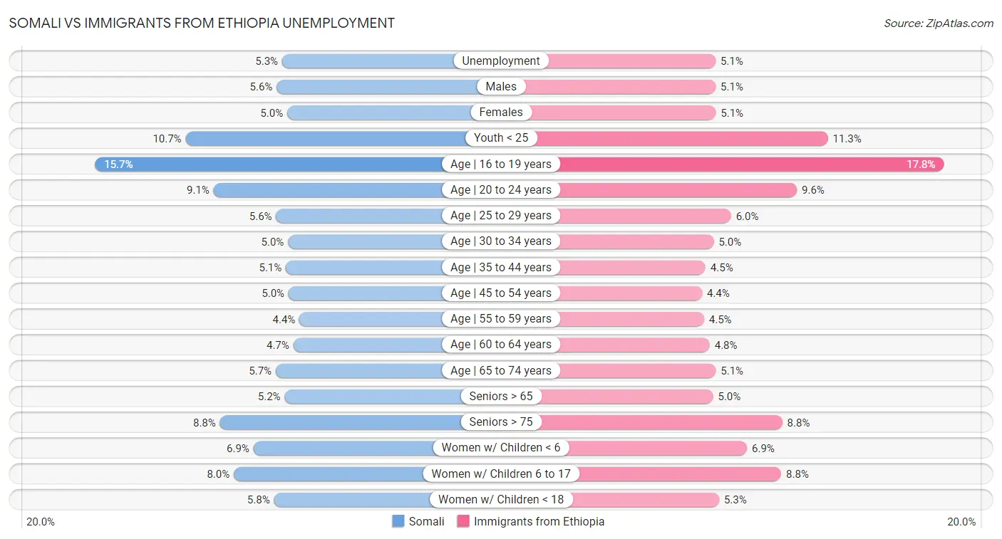 Somali vs Immigrants from Ethiopia Unemployment