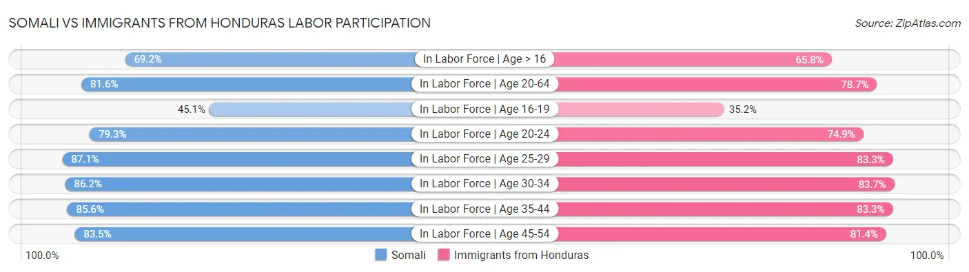 Somali vs Immigrants from Honduras Labor Participation