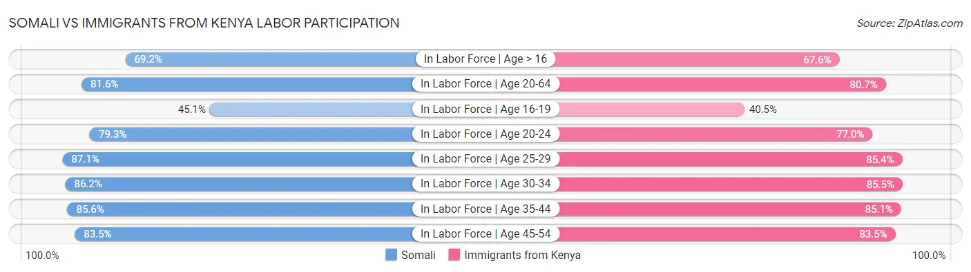 Somali vs Immigrants from Kenya Labor Participation