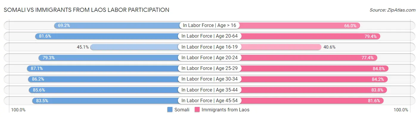 Somali vs Immigrants from Laos Labor Participation
