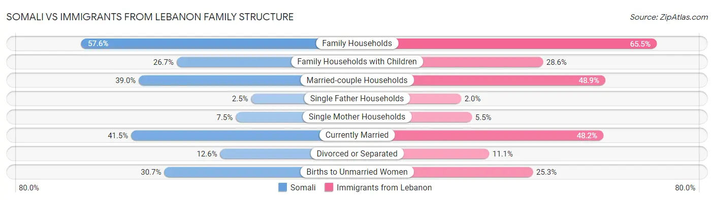 Somali vs Immigrants from Lebanon Family Structure