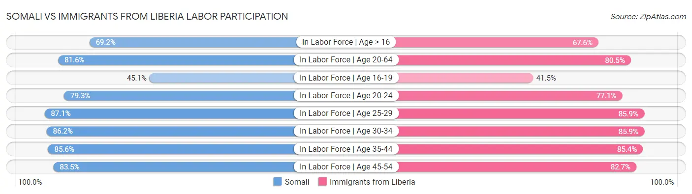 Somali vs Immigrants from Liberia Labor Participation