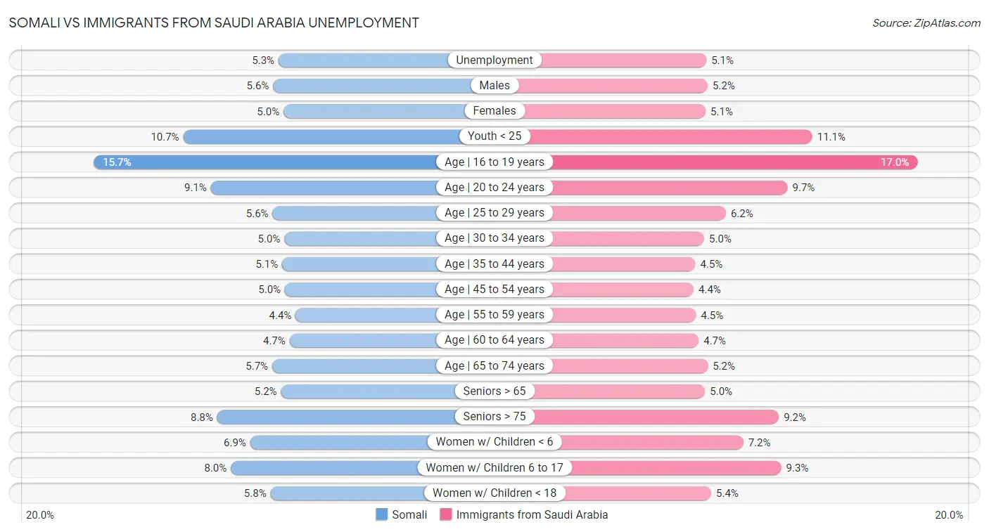 Somali vs Immigrants from Saudi Arabia Unemployment