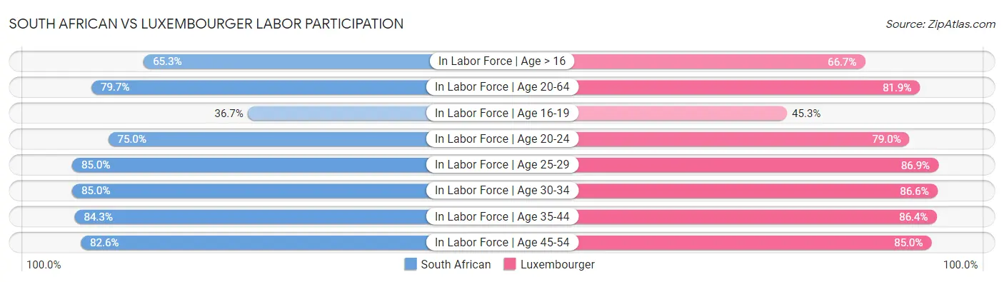 South African vs Luxembourger Labor Participation