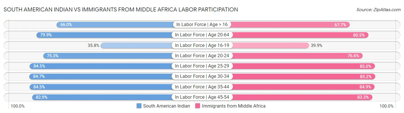 South American Indian vs Immigrants from Middle Africa Labor Participation