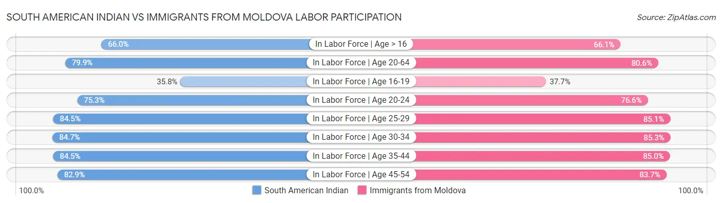 South American Indian vs Immigrants from Moldova Labor Participation