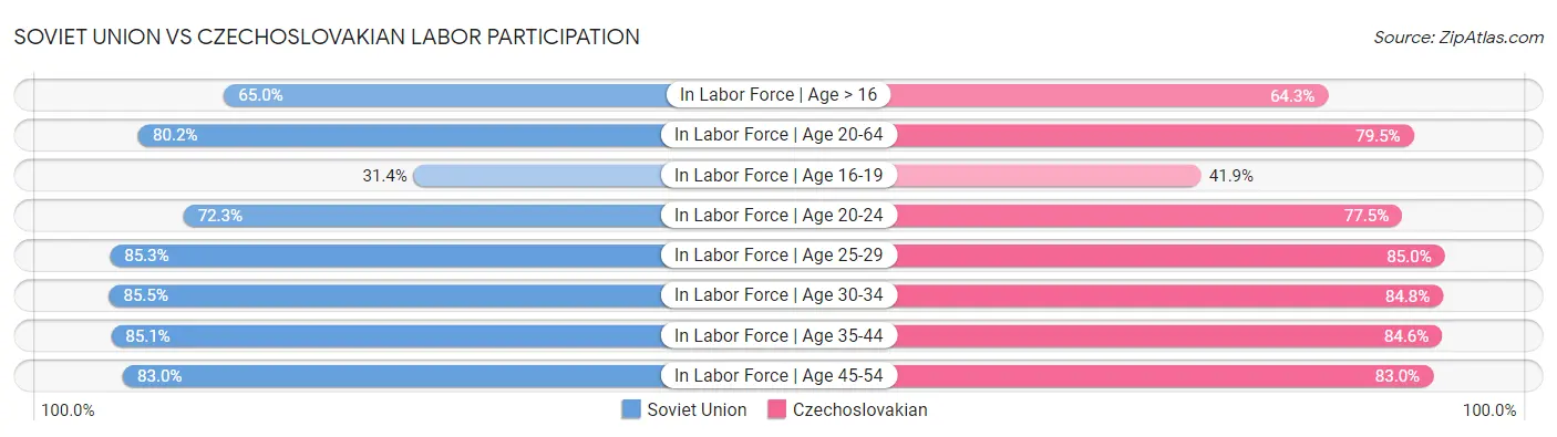 Soviet Union vs Czechoslovakian Labor Participation