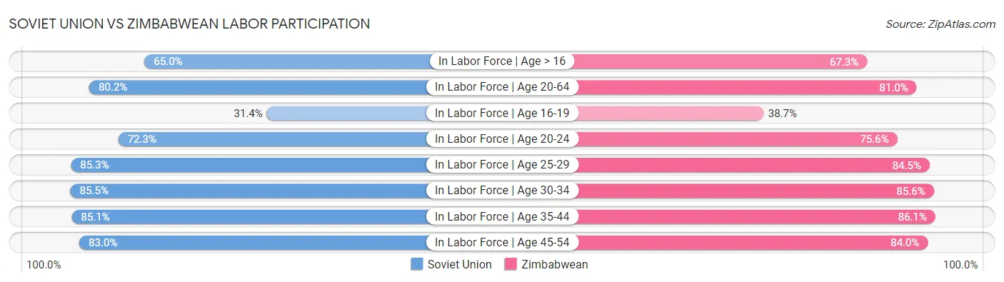 Soviet Union vs Zimbabwean Labor Participation