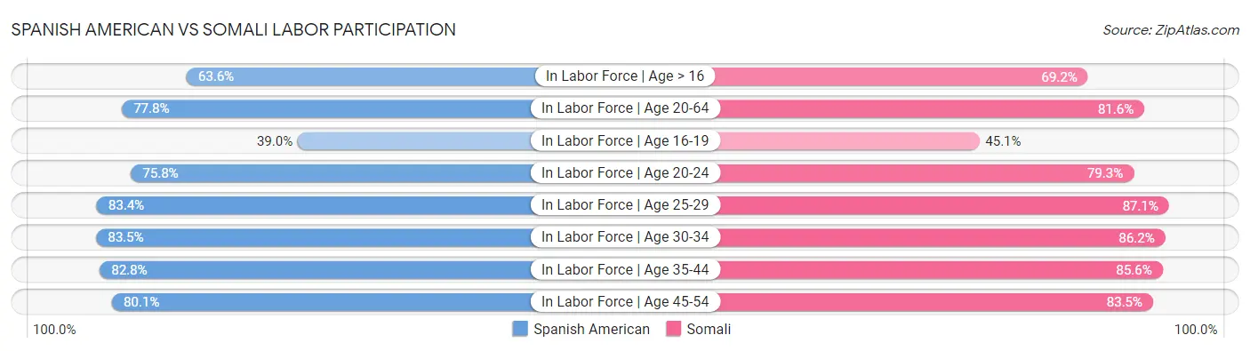Spanish American vs Somali Labor Participation