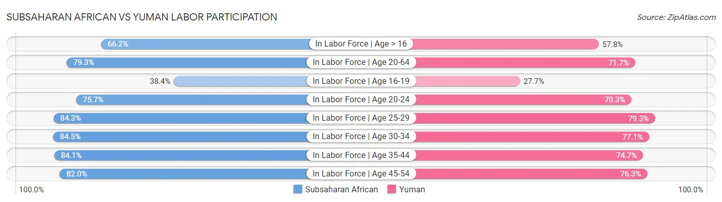 Subsaharan African vs Yuman Labor Participation