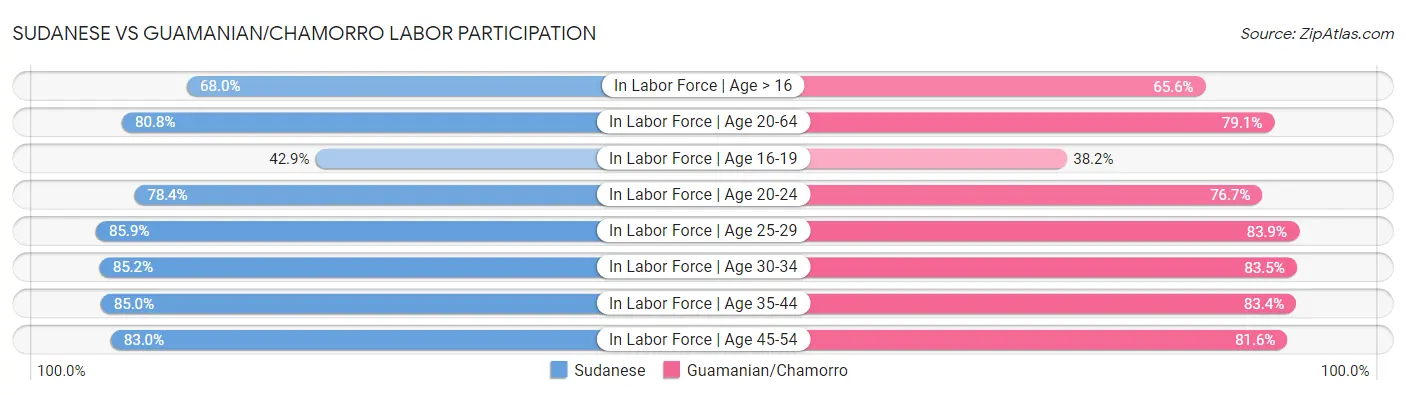 Sudanese vs Guamanian/Chamorro Labor Participation