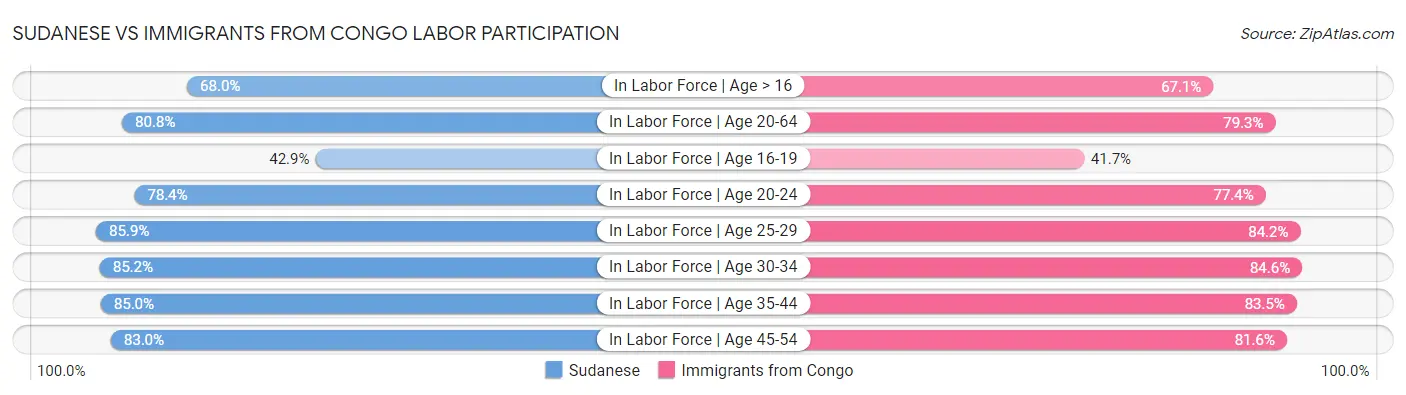 Sudanese vs Immigrants from Congo Labor Participation