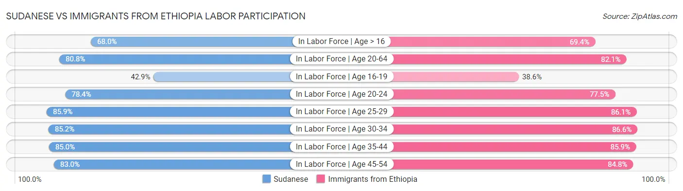 Sudanese vs Immigrants from Ethiopia Labor Participation