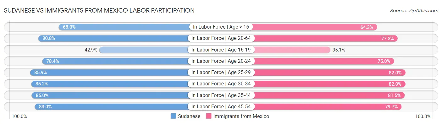 Sudanese vs Immigrants from Mexico Labor Participation