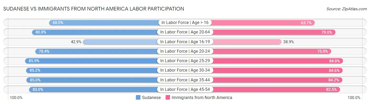 Sudanese vs Immigrants from North America Labor Participation