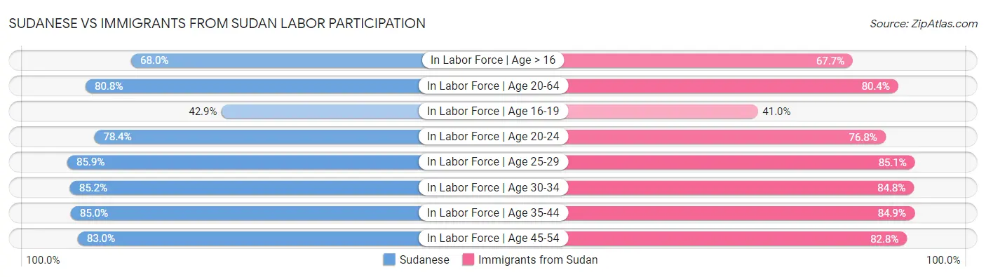 Sudanese vs Immigrants from Sudan Labor Participation