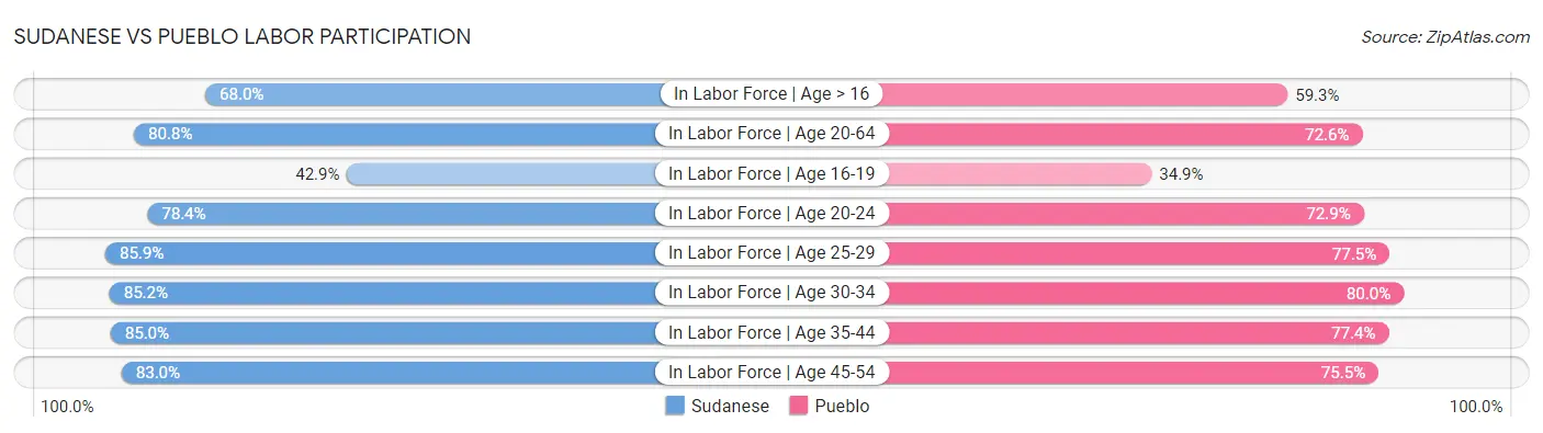 Sudanese vs Pueblo Labor Participation