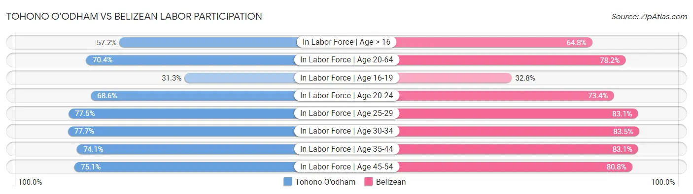 Tohono O'odham vs Belizean Labor Participation