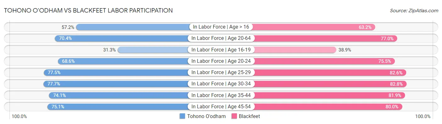Tohono O'odham vs Blackfeet Labor Participation