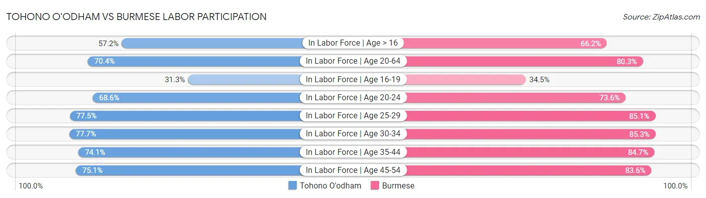 Tohono O'odham vs Burmese Labor Participation