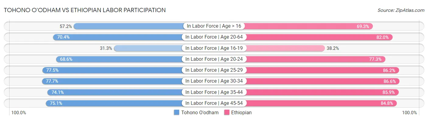 Tohono O'odham vs Ethiopian Labor Participation