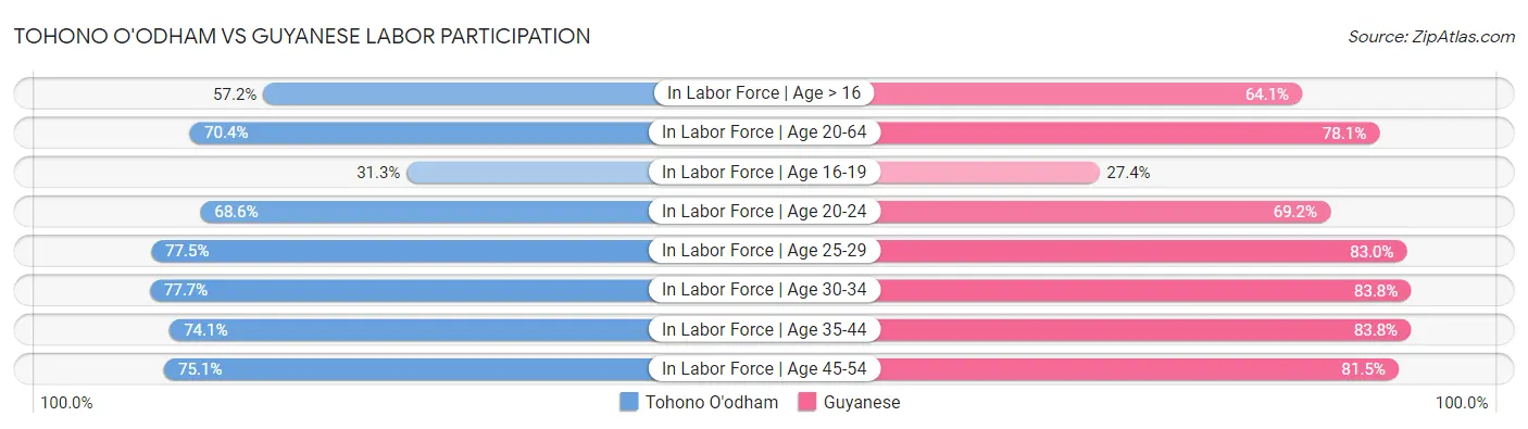 Tohono O'odham vs Guyanese Labor Participation