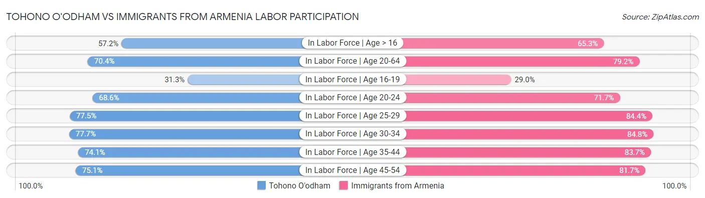 Tohono O'odham vs Immigrants from Armenia Labor Participation