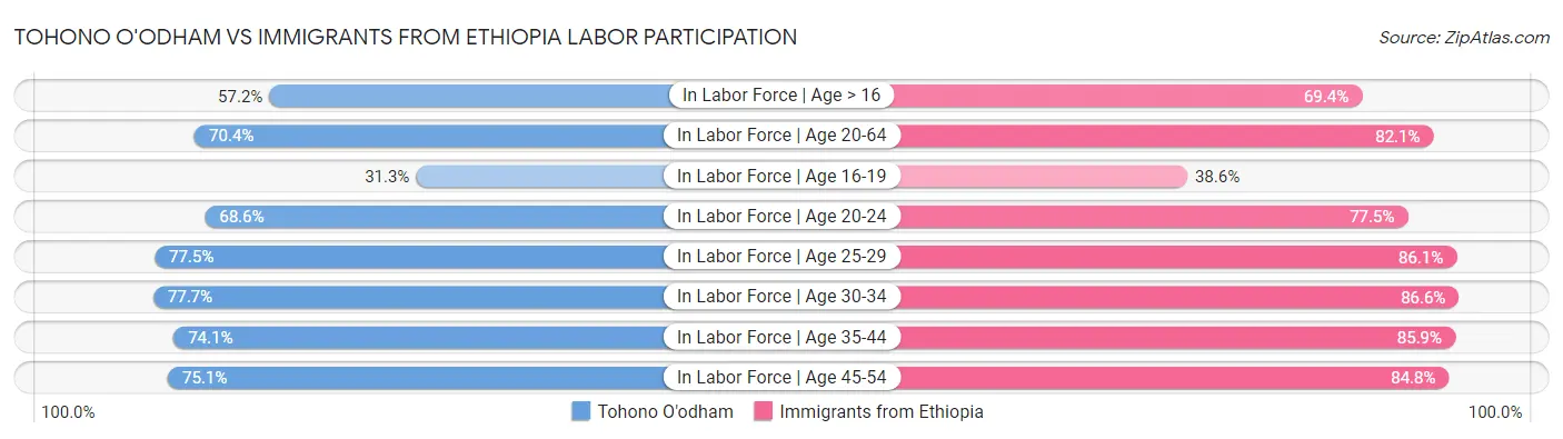 Tohono O'odham vs Immigrants from Ethiopia Labor Participation