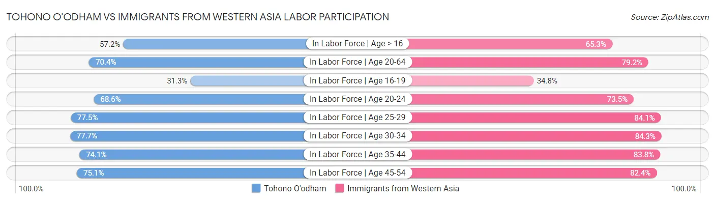 Tohono O'odham vs Immigrants from Western Asia Labor Participation