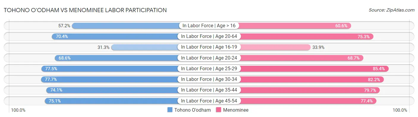 Tohono O'odham vs Menominee Labor Participation