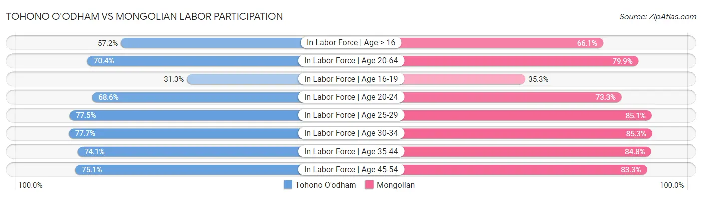 Tohono O'odham vs Mongolian Labor Participation