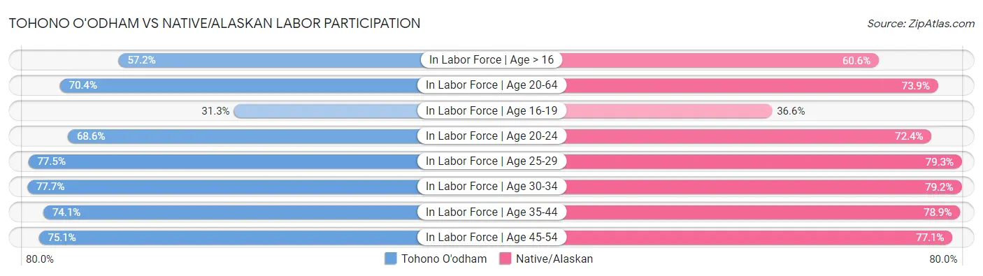 Tohono O'odham vs Native/Alaskan Labor Participation