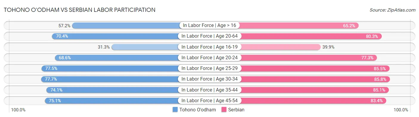 Tohono O'odham vs Serbian Labor Participation