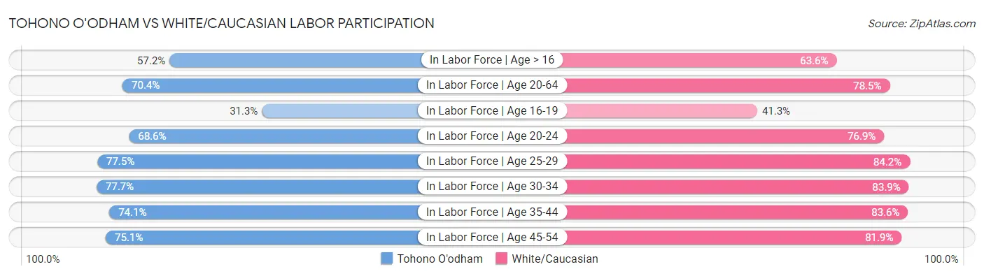 Tohono O'odham vs White/Caucasian Labor Participation