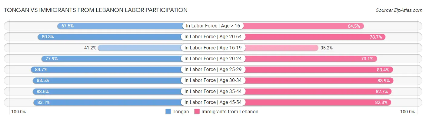 Tongan vs Immigrants from Lebanon Labor Participation