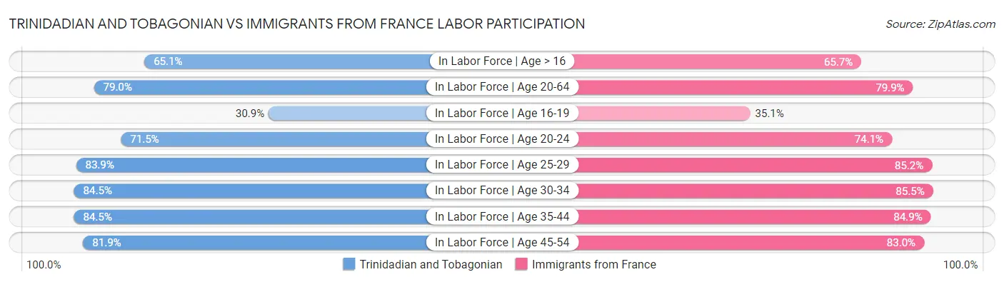 Trinidadian and Tobagonian vs Immigrants from France Labor Participation