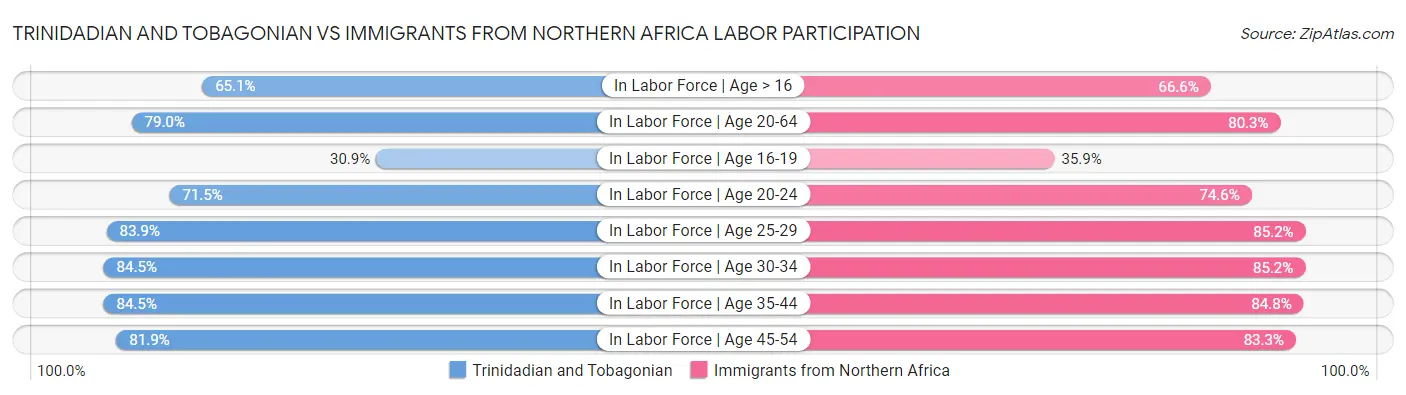 Trinidadian and Tobagonian vs Immigrants from Northern Africa Labor Participation