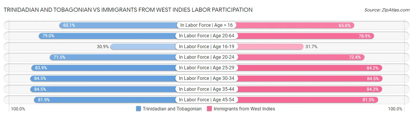 Trinidadian and Tobagonian vs Immigrants from West Indies Labor Participation
